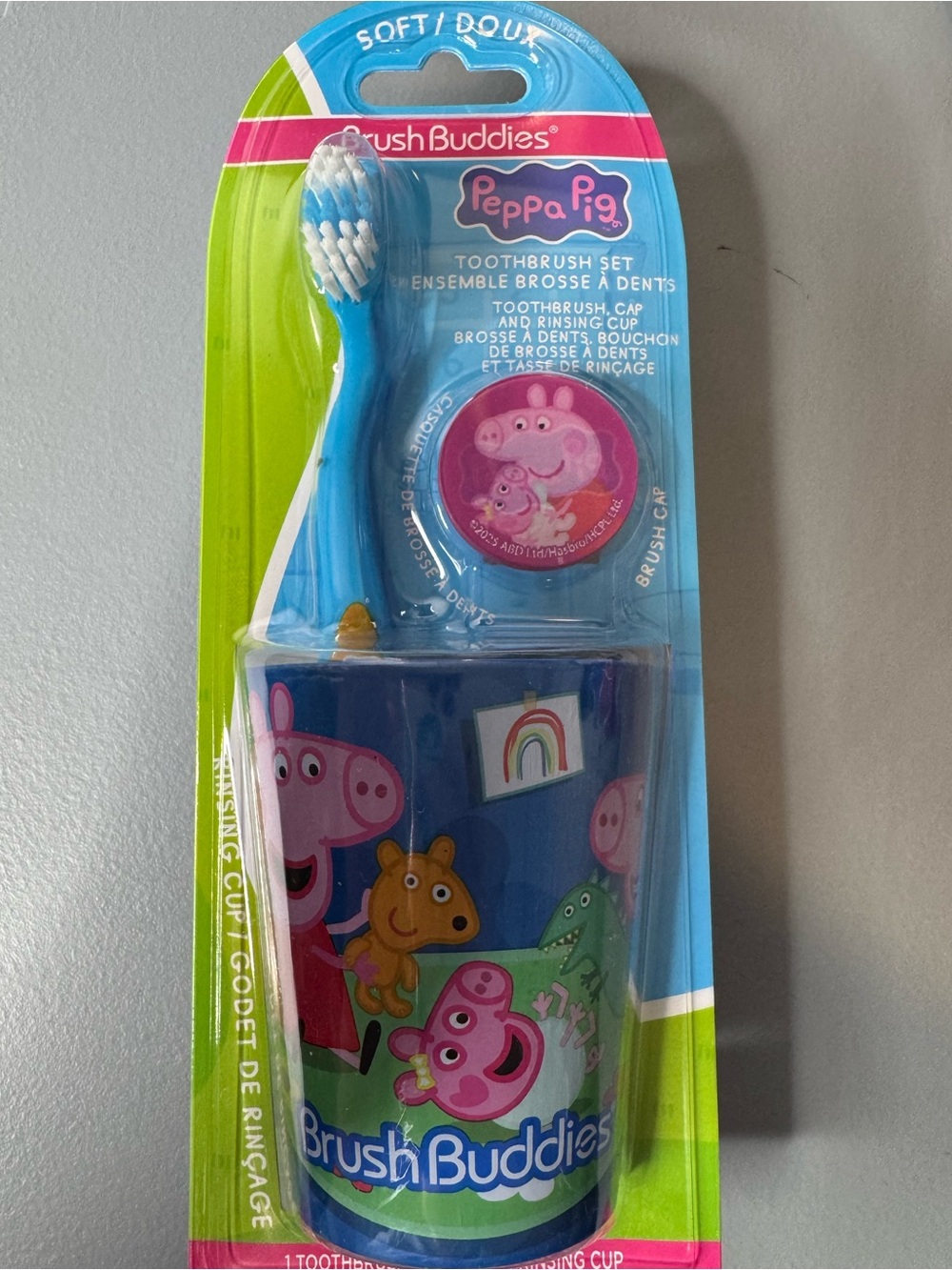 Peppa Pig Blue Kids Toothbrush Set with Rinsing Cup 3pc set